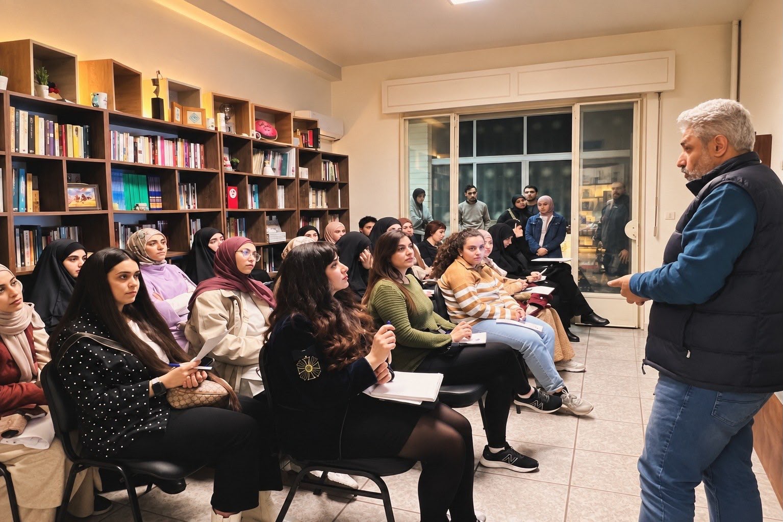 طلاب ورشة الكتابة الإبداعية في إحدى حصص المستوى الأول